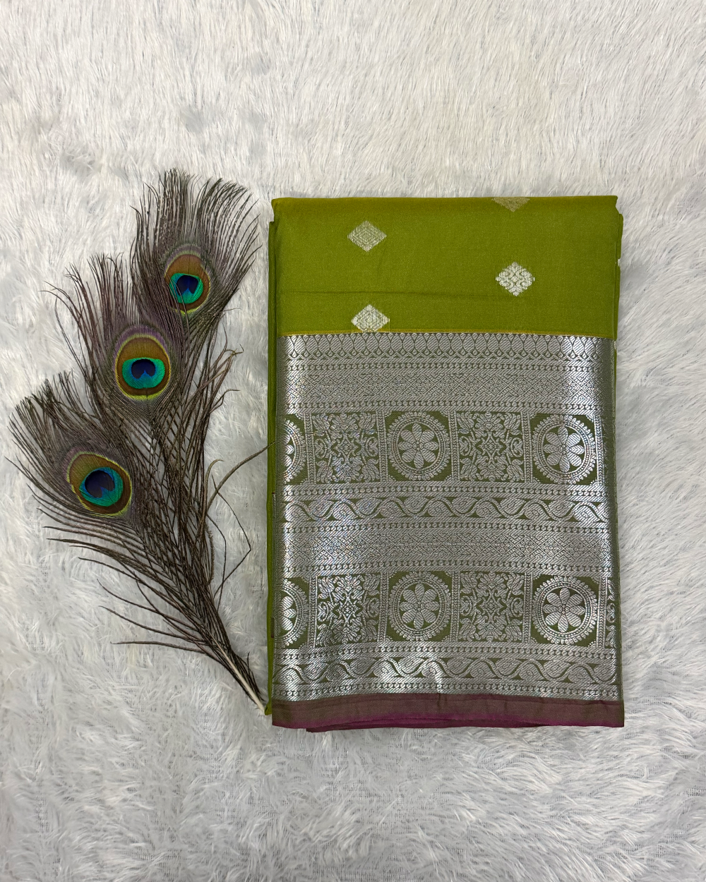 Kanchi Semi Silk Saree – Light Green
