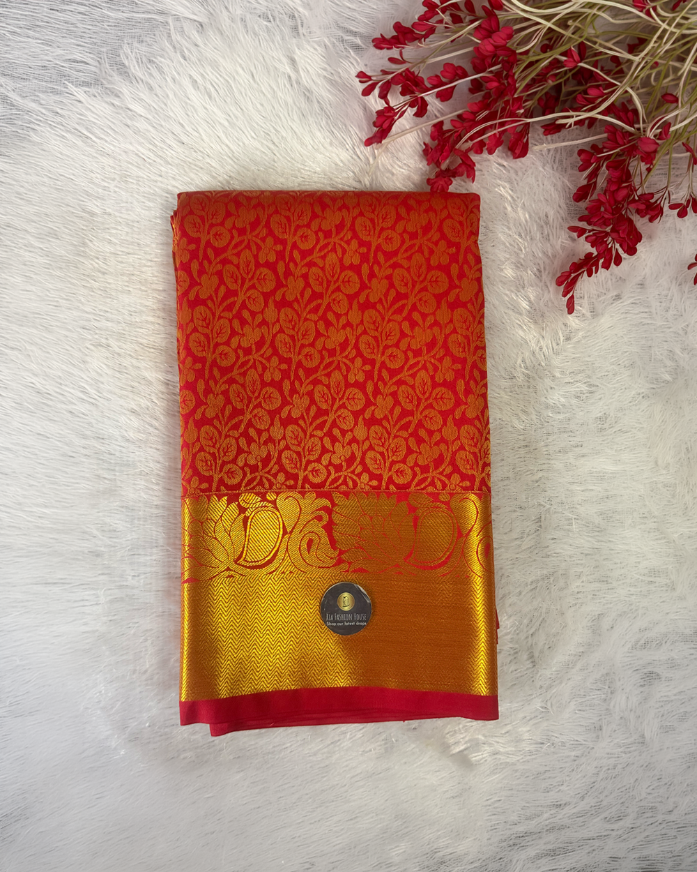 Kanchi Semi Silk Saree – Red Chilli