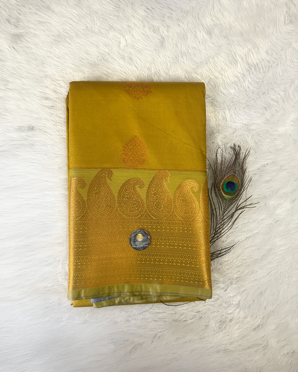 Kanchi Semi Silk Saree – Mehndi Green