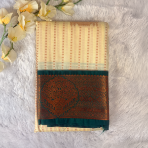 Kanchi Semi Silk Sarees - White and Green