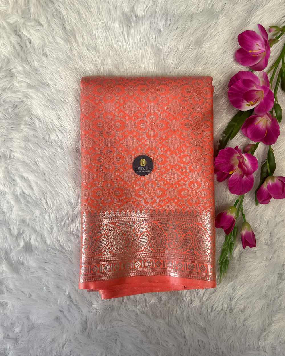Kanchi Semi Silk Saree – Light Orange