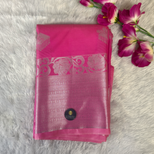 Kanchi Semi Silk Saree -Pink and Silver