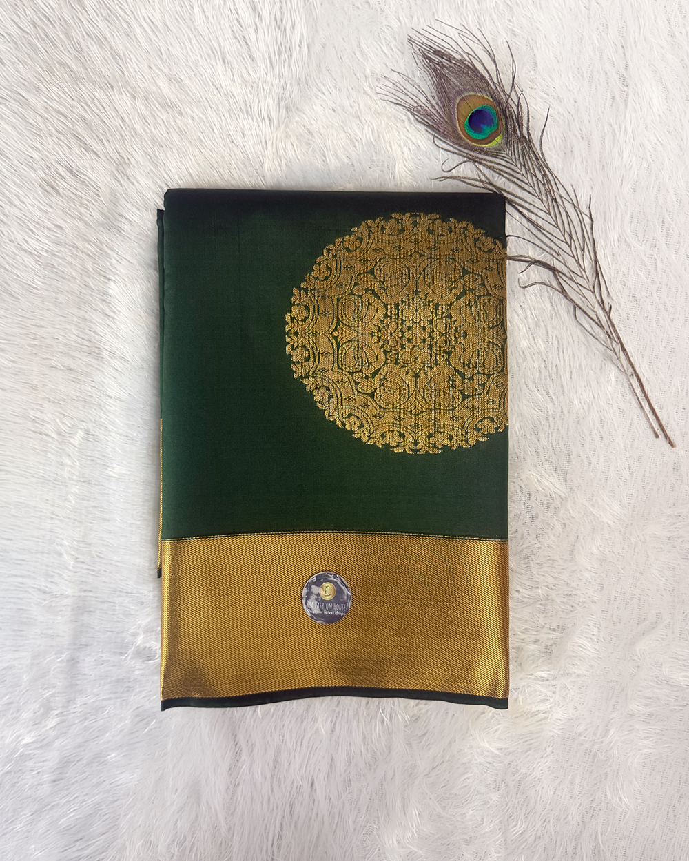 Kanchi Semi Silk Saree – Dark Green