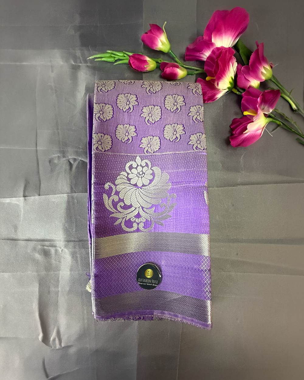 Kanchi Semi Silk Saree – Lavender