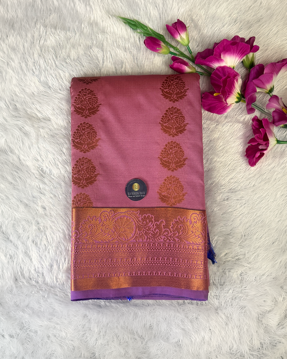 Kanchi Semi Silk Saree – Light Pink