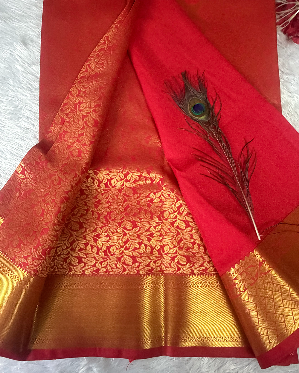 Kanchi Semi Silk Saree – Chilli Red