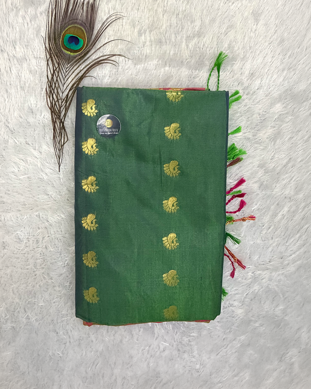 Kanchipuram Soft Silk Saree – Bottle Green