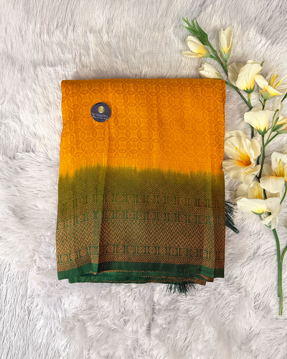 Soft Silk Saree –  Yellow And Green