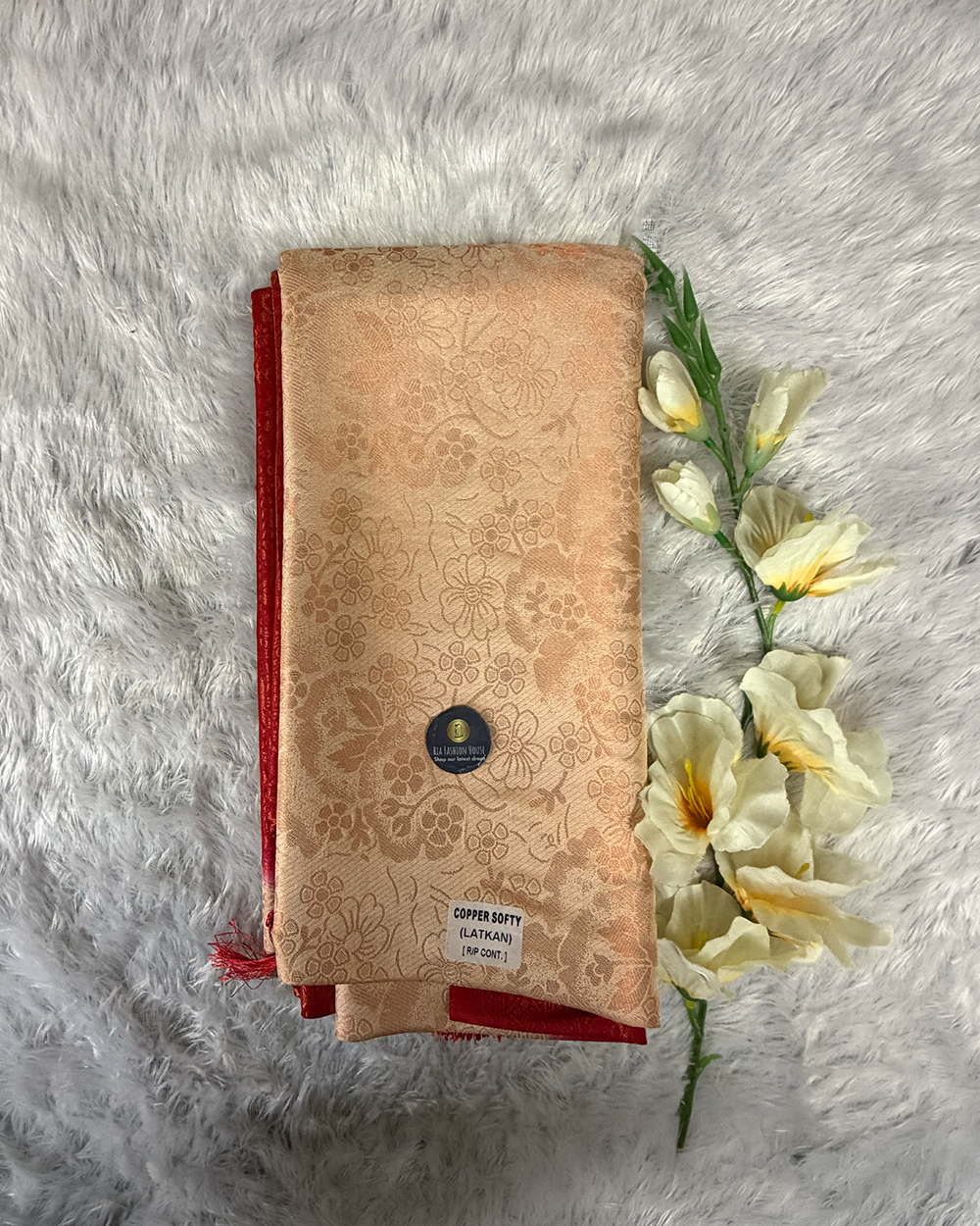 Soft Silk saree – Butter and Red