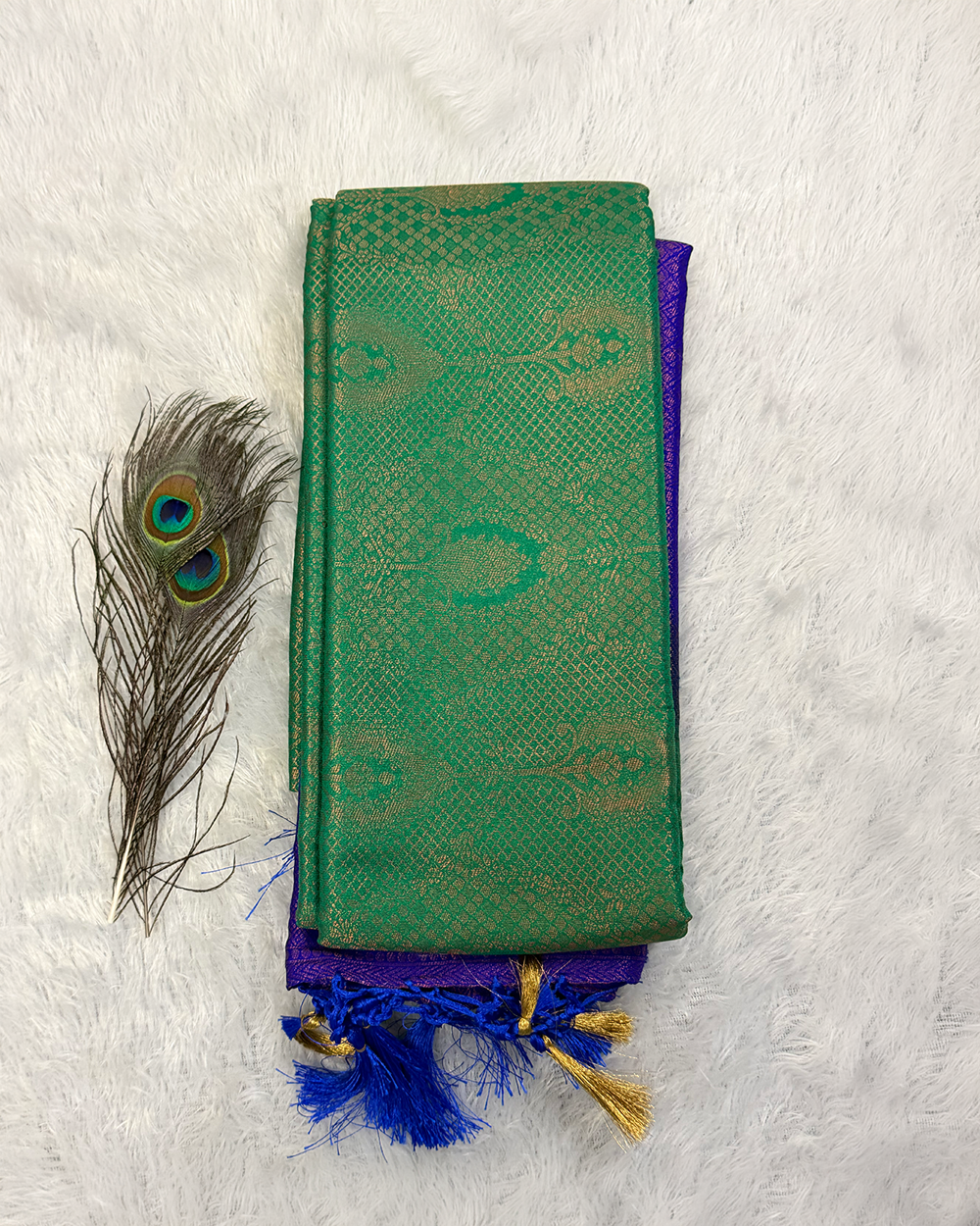 Soft Silk saree – Green and Blue