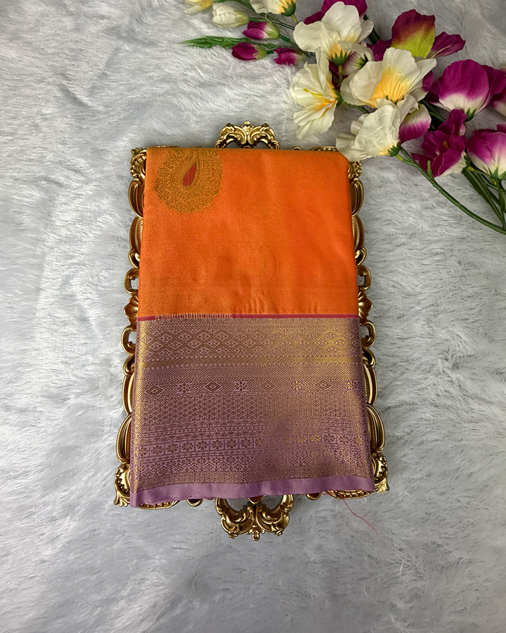 Kanchi Semi Silk Saree- Orange